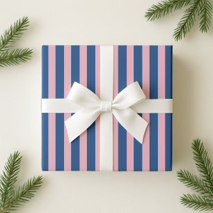 Pink and Blue Bold Stripe Holiday Wrapping Paper