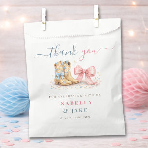 Pink And Blue Boots Or Bows Gender Reveal Favour Bags