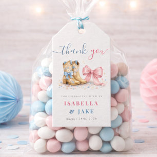Pink And Blue Boots Or Bows Gender Reveal Gift Tags