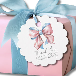 Pink And Blue Bow Gender Reveal Favour Tags