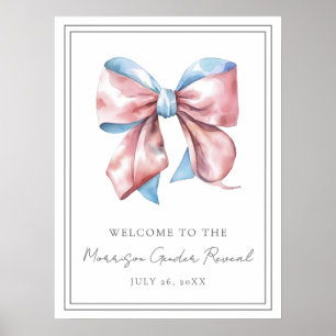 Pink And Blue Bow Gender Reveal Party Welcome Sign
