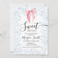 pink and blue bow Sweet Sixteen Birthday