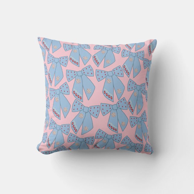 Pink And Blue Bows Cushion (Front)