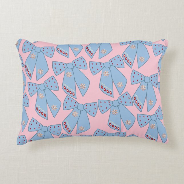 Pink And Blue Bows Decorative Cushion (Front)