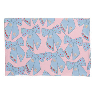Pink And Blue Bows Pillowcase