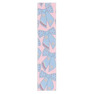 Pink And Blue Bows Short Table Runner