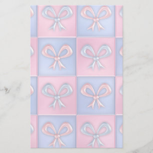 Pink and Blue Bows Stationery