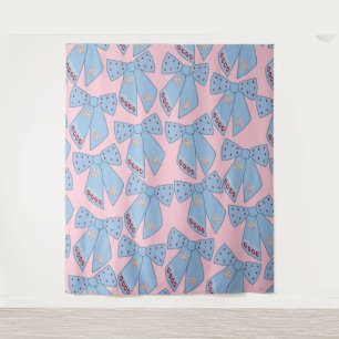 Pink And Blue Bows Tapestry