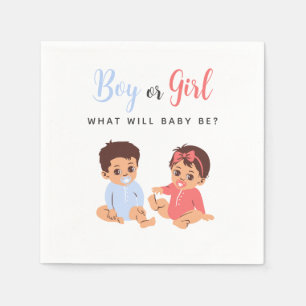 Pink and Blue Boy or Girl Baby Gender Reveal Napkin