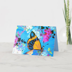 Pink and Blue Butterfly Card different text font