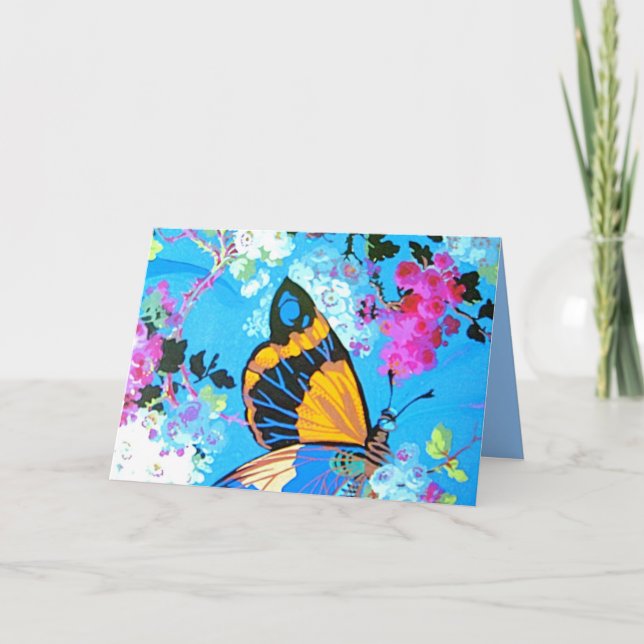 Pink and Blue Butterfly Card different text font (Front)