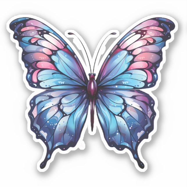 Pink and Blue Butterfly illustration (Front)