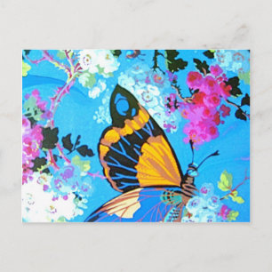 Pink and Blue Butterfly Postcard