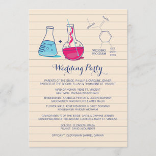 Pink and Blue Chemistry Wedding Programs Programme