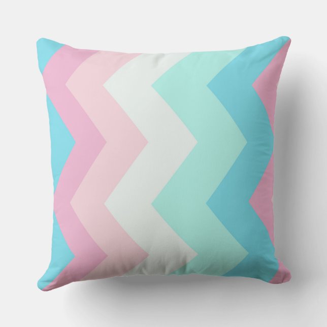 Pink and Blue chevron Pattern Cushion (Back)