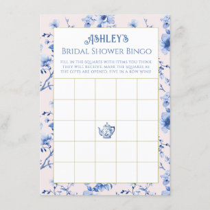 Pink and Blue Chinoiserie Bridal Shower Bingo  Enclosure Card