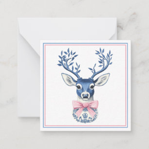 Pink and Blue Chinoiserie Deer Head Card