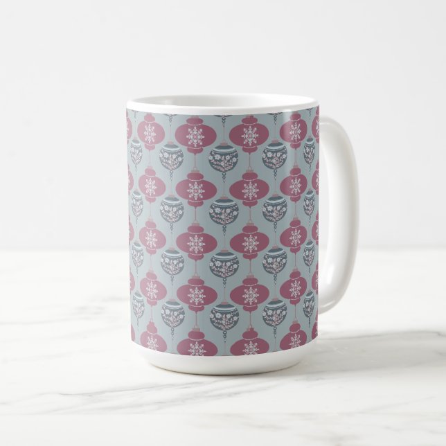 Pink and Blue Christmas Ornament Mug (Front Right)
