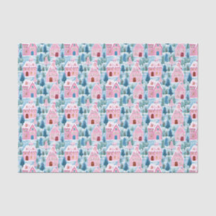 Pink and Blue Christmas Village Tissue Paper