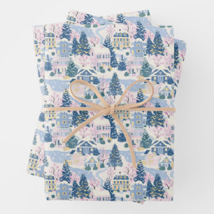 Pink and Blue Christmas Wrapping Paper