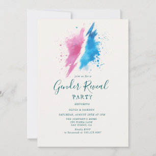 Pink and Blue Colour Gender Reveal Party Invitation