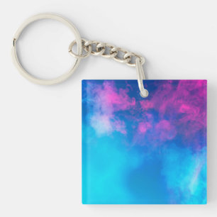 Pink and Blue Coloured Smoke Zazzle_Growshop. Key Ring