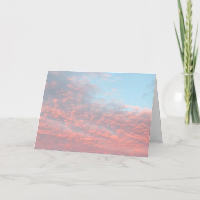 Pink and Blue Cotton Candy Clouds Sunrise Card (Front)