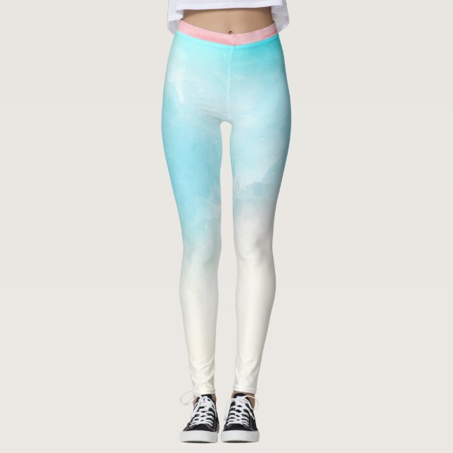 Pink and Blue Cotton Candy Fitness Leggings (Front)