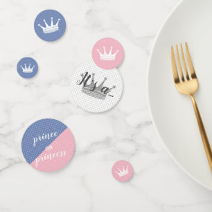 Pink and Blue Crown Gender Revealing Party Confetti