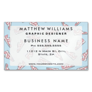 Pink and Blue Cute Sneakers Pattern Magnetic Business Card