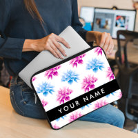 Pink and Blue Dahlia, Floral Pattern, Your Name