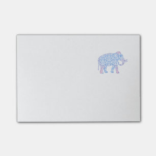 Pink and Blue Damask Elephant Post-it Notes