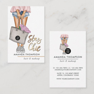 Pink and Blue Denim Floral Business Card