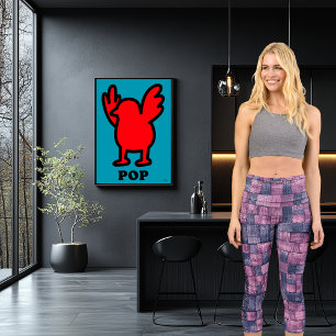 Pink and Blue Denim Patchwork with Custom Logo Capri Leggings