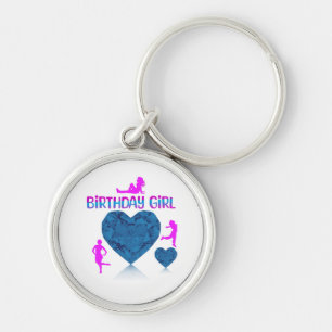 Pink and blue design birthday Keychain
