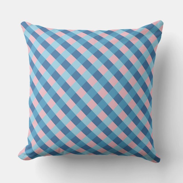 pink and blue diagonal stripe outdoor cushion (Front)