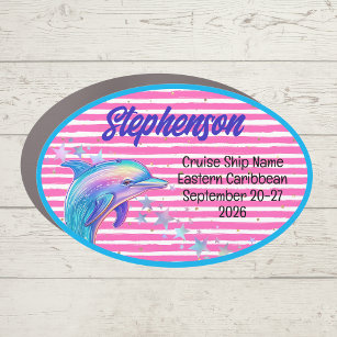 Pink and Blue Dolphin Family Cruise Door Car Magnet