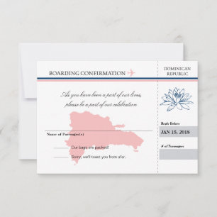 Pink and Blue Dominican Republic RSVP Card
