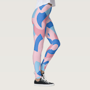 Pink and Blue Doodle Pattern Leggings