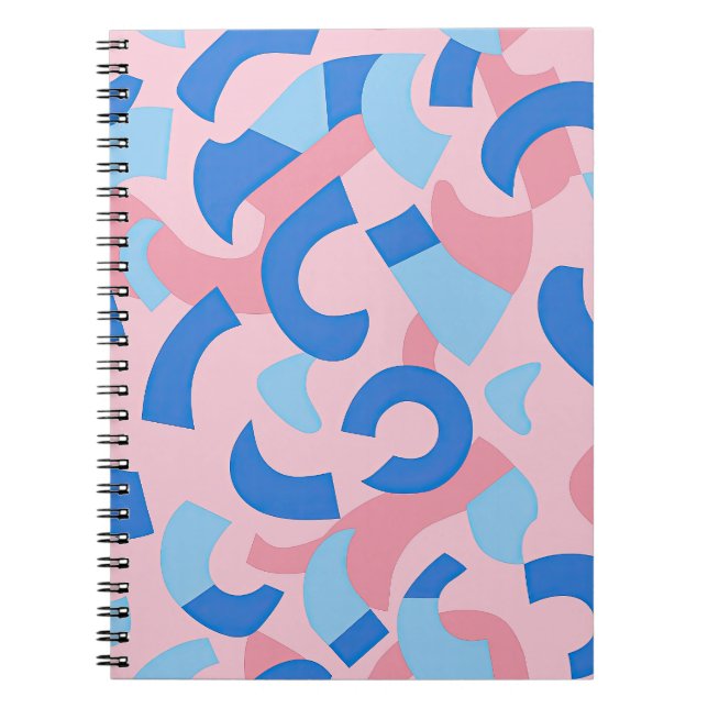 Pink and Blue Doodle Pattern Notebook (Front)