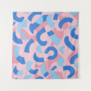 Pink and Blue Doodle Pattern Tapestry