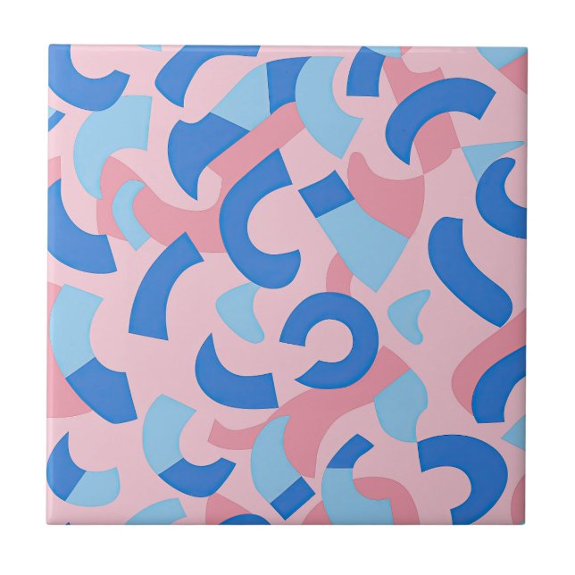 Pink and Blue Doodle Pattern Tile (Front)