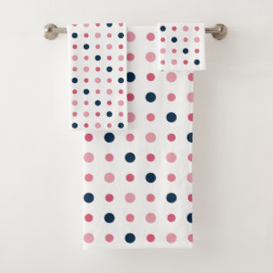 Pink and Blue Dots Bath Towel Set