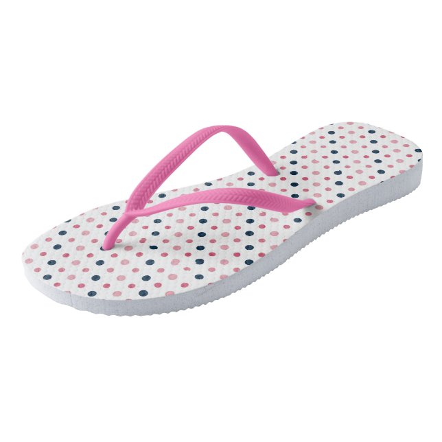 Pink and Blue Dots Flip Flops (Angled)