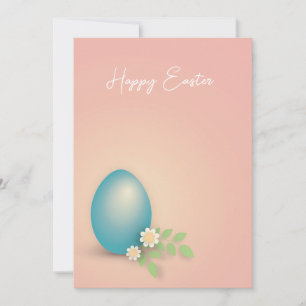 Pink and blue easter egg floral design holiday card