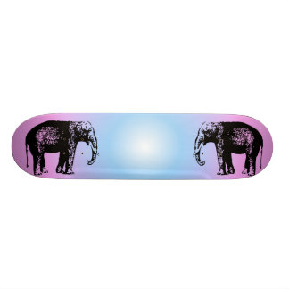 Pink And Blue Elephant Skateboard