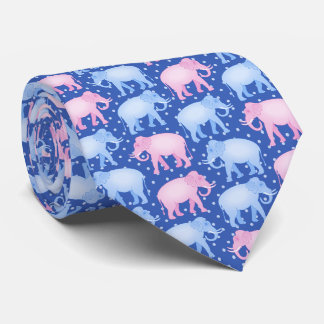 Pink and Blue Elephants Gender Reveal Party Tie