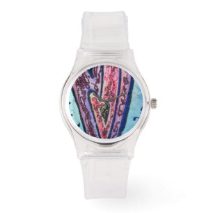 Pink and Blue Faith Hearts Custom Design Watches
