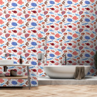 pink and blue fish pattern