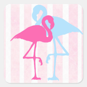 Pink and Blue Flamingo Stickers